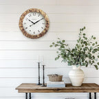 Presentime & Co. Farmhouse Series, Rustic Woven Clock, 14 inch, Natural Woven Water Hyacinth/Sea Grass. Wall Sculpture, Wall Art and Timepiece for Home Decoration/Decoration/Farmhouse Décor