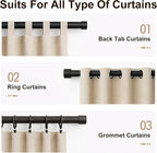 Set of 2 Black Curtain Rod 16-94.4 Inch Adjustable Metal Window Treatment Rods Bedroom Living Room Heavy Duty Wall Mounted Brackets Included Modern Home Hardware