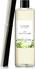 LOVSPA Zen White Tea & Ginger Diffuser Oil - Essential Oils for Diffuser Refill & Air Freshener Room Spray - Long-Lasting & Natural Home Fragrance, Scented Oil for Diffusers, USA Made, 8 oz