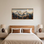 Celestdeco Wood Mountain Framed Canvas Wall Art Set, Pine Trees Wall Painting, Ridge Scenery Wall Decor, Natural Sun Landscape Art Print for Living Room, Bedroom, Dining Room, Office - 20"x40"x1