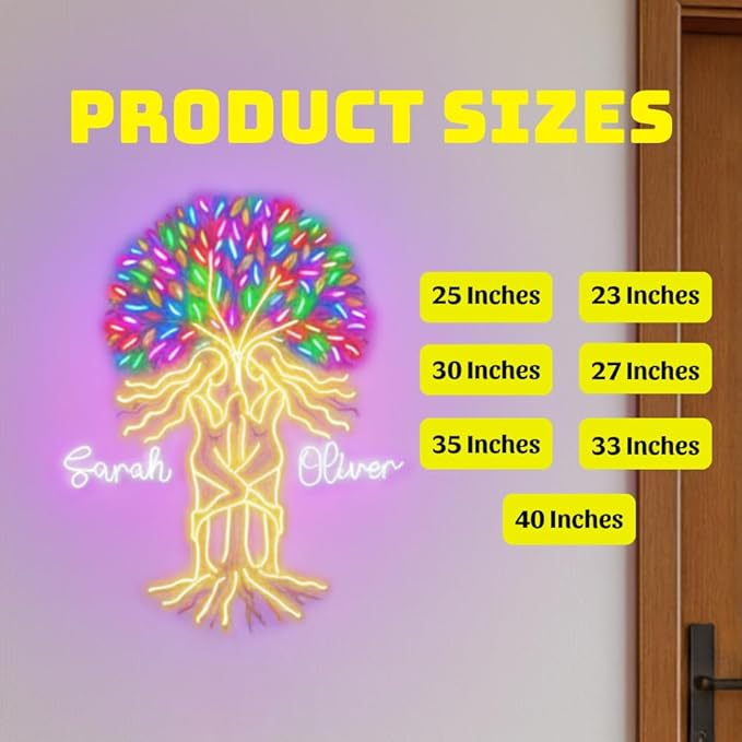 Personalized Bestie Tree Neon Sign, Custom UV Printed Best Friend Decor Led Light, Soulmate Wall Art Lights Signs, Decorative Gifts For Close Friends, Buddy, Partner, Bedroom