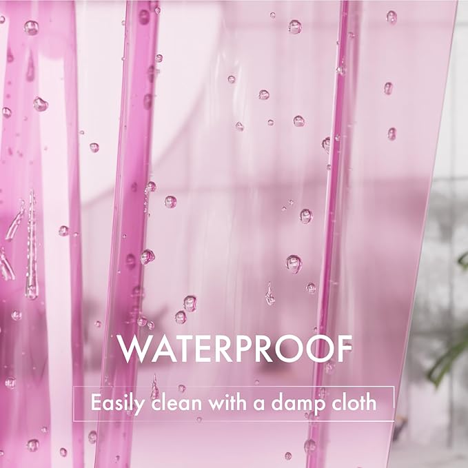 AmazerBath Extra Long Shower Curtain Liner, Clear Pink Shower Liner 84 Inches Long, 72x84 Plastic Shower Curtain Liners, Cute Tall Shower Liner, PEVA Bathroom Shower Curtain Liners & 3 Magnets