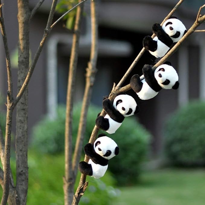 6Pcs Finger Panda Plush Panda Clips Curtain Holder Stand Note Clip Photo Holder Stand Chinese Style Souvenir Cute Panda Plush Toy Finger Kids Toy,Home Decoration Plant Pots Bonsai Craft Decor