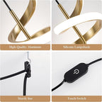 Plug in Pendant Light 3000~6000K Hanging Lights with Plug in Cord, Touch Switch Modern Pendant Light, Gold Hanging Lamps for Living Room, Kitchen, Dining Room, Bedroom,1 Pack