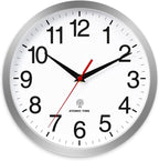 Atomic Wall Clock Modern 12 Inch Battery Operated Silent Non Ticking Analog Clock Decorative for Bedroom Kitchen Bathroom Office Home Living Room (Silver)