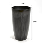 Worth Garden 23.5" H. Large Plastic Planters - Set of 2 Gradient Black Glossy Smooth Finish - Tall Plant Pots for Indoor & Outdoor Use - Decorative Lightweight Flower Pots for Front Porch, Patio, Deck