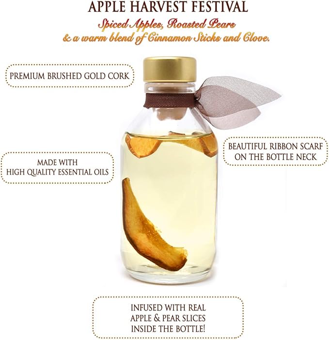 LOVSPA Reed Diffuser Set, Apple Harvest Scented Oil Diffuser with Sticks, Home Fragrance Accessories for Bathroom Shelf Decor, Aroma Diffusers for Home or Office Fall Decor, USA Made