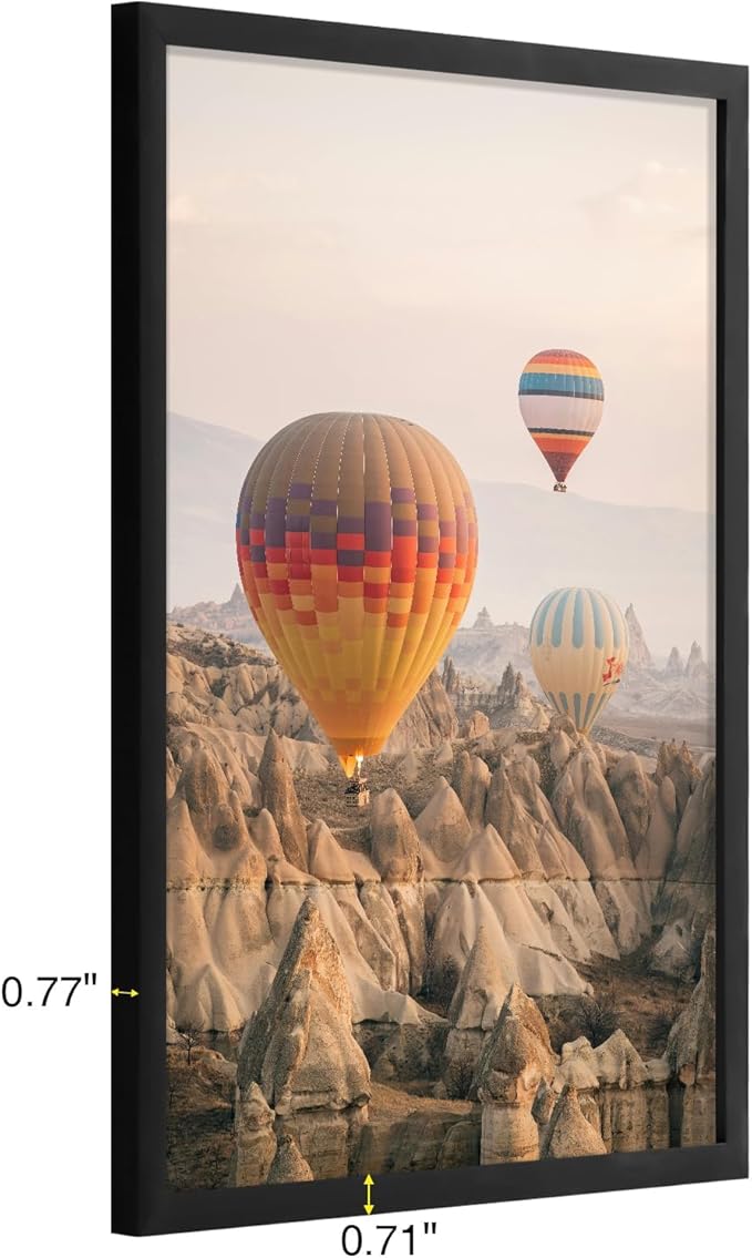 Vittanly 18x24 Picture Frames Set of 9, Shatter Resistant Plexiglass, Display 16x20 Pictures with Mat or 18x24 without Mat, Photo Frames for Wall or Tabletop, PVC Frame, Black