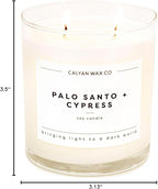 Calyan Wax Co. 2 Wick Candle, Palo Santo + Cypress Scented Candle, 37 Hour Burn Time, Aromatherapy Soy Candles, Non Toxic & Vegan Soy Wax, Glass Tumbler Scented Candles, 12.5oz