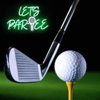 Let's Par Tee Neon Sign for Wall Decor - Green White LED Golf Ball Light - Dimmable Hanging Sign for Golf Club, Bedroom, Man Cave, Party