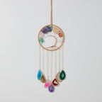 Rainbow 7 Agates Gemstone Dream Catcher 7 Chakras Tree of Life Dream Catcher with Healing Crystal Stones Handmade Dreamcatcher Wall Decor for Adults Boys Girls,Bedroom,Wedding,Garden,Bless Gift