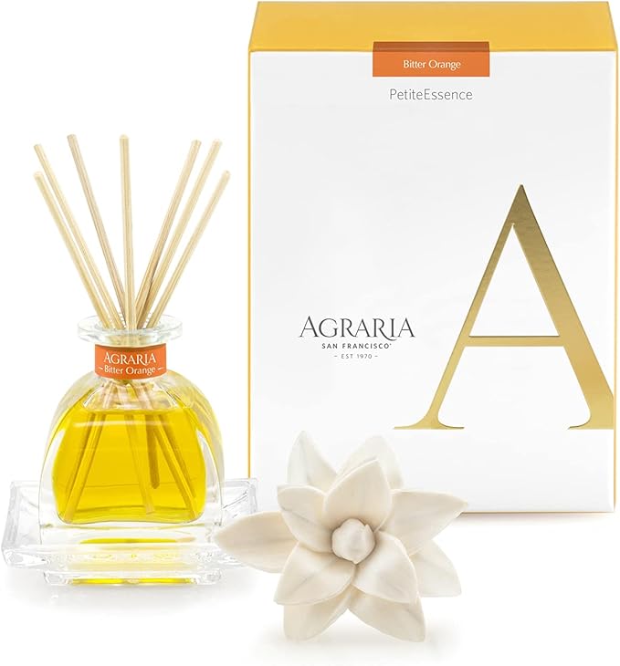 AGRARIA PetiteEssence Flower and Reed Diffuser Set, Hand Crafted Sola Flower Botanical Home Fragrance Set, Scented Oil Gift for All Occasions