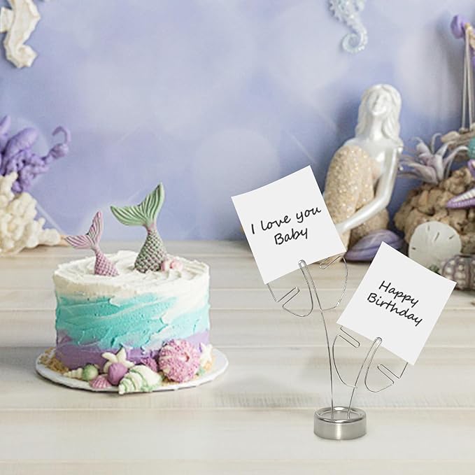 2-Pack Silver Photo Tree Holder, Gift Card Tree Holder, Photo Display Holder Stand, Memo Holder for Christmas, Wedding, Office, Birthday & Party Decorations