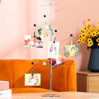 Mollytek Desktop Photo Holder With Clips - Postcard Gift Card Picture Display Stand - Spiral Romantic Design Photo Tree for Table Decor With Plated Wire and 6 Metal Clips