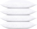 SILUI Pillows King Size Set of 4 Pack Extra Flat Thin Soft Support Hypoallergenic Plush Down Alternative Bed Pillow for Back, Stomach or Side Sleepers,20x36in