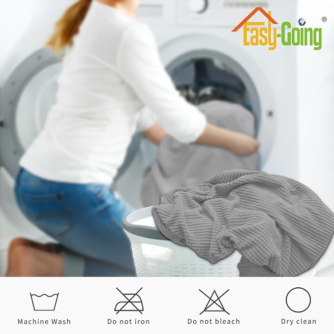 Easy-Going 2-Piece Recliner Console Cover for Reclining Loveseat Covers Stretch Jacquard Middle Console Cover for Recliner Couch and Sofa Light Gray