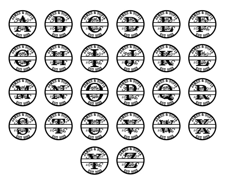 Custom Name Sign Initial Split Letter Monogram Sign Wedding Housewarming Gift