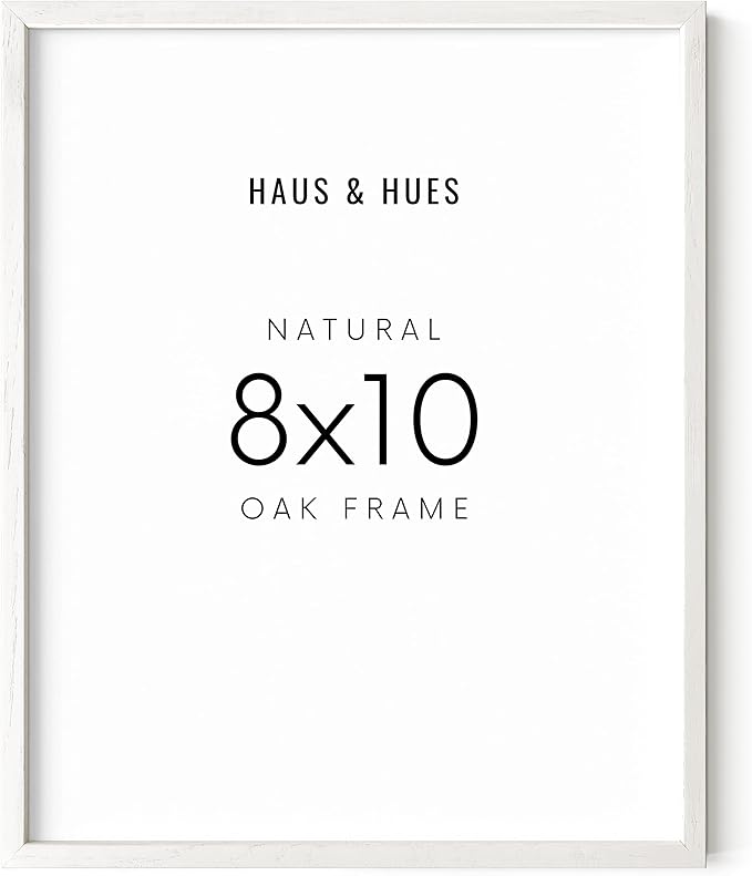 HAUS AND HUES 8x10 Inch White Picture Frame Set of 1 - Wood Picture Frame White Art Frame, White Wooden Picture Frame White Wood, 8x10 Picture Frame Wood, White Frame 8x10 (White Oak Frame)