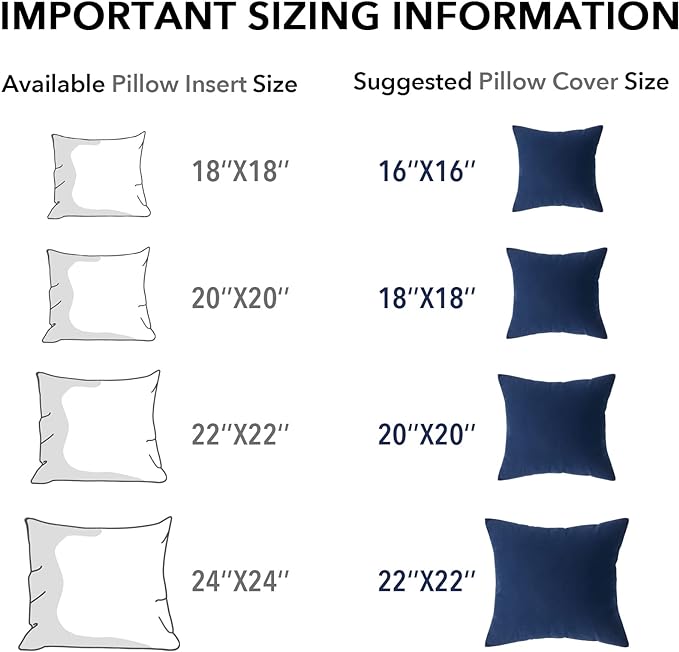 Oubonun 20 x 20 Throw Pillow Inserts, Firm and Fluffy Decorative Square Pillows for Couch Bed Sofa with Soft Cotton Cover White Cushion with Down Alternative Pack of 4