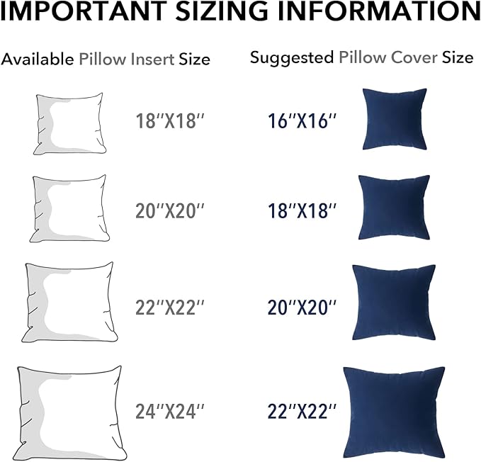 Oubonun 22 x 22 Throw Pillow Inserts, Firm and Fluffy Decorative Square Pillows for Couch Bed Sofa with Soft Cotton Cover White Cushion with Down Alternative Pack of 4