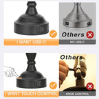 Grey Lamps for Bedrooms Set of 2 - Touch Control Bedside Lamp with USB C+A, 3 Way Dimmable Nightstand Lamps with USB Port, Table Lamp for Living Room(Grey Shade and Black Base)