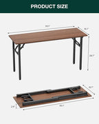 Frylr Small Folding Computer Desk – Portable 55.1 Inch Foldable Laptop Table, Collapsible and Compact for Easy and Fast Setup, Lightweight for Small Spaces, Home Craft and Study Use, Dark Walnut