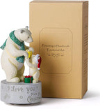 AIDLNS Christmas Polar Bear I Love You More Than Christmas-Theme Music Box, Handmade Sculpture Figurines Musical, Plays Silent Night Tune, Heartwarming Holiday Decoration for Family