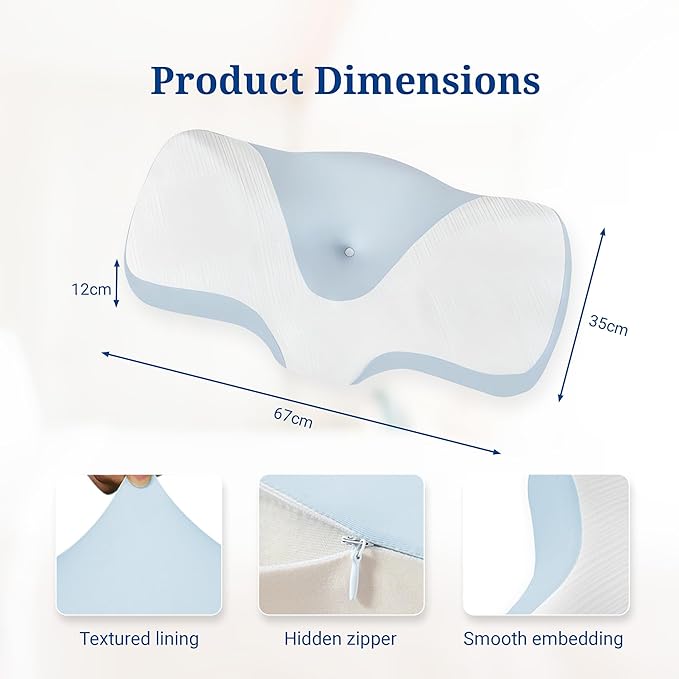 Cervical Pillow for Pain Relief Sleeping, Memory Foam Orthopedic Contour Neck Pillows for Bed with Breathable Pillowcase, Ergonomic Neck Support Pillows for Side, Back and Stomach Sleepers[Blue]