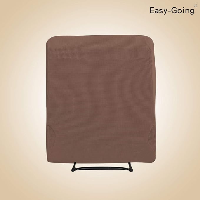 Easy-Going Recliner Stretch Sofa Slipcover Sofa Cover 4-Pieces Furniture Protector Couch Soft with Elastic Bottom, Spandex Jacquard Fabric Small Checks(Recliner,Brown)