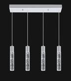 4-Lights Mini Crystal Pendant Light for Kitchen Island, Modern Led Crystal Chandelier for Dining Room Living Room 6000K