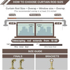 Brushed Gold Curtain Rods 18 to 88 in,Wraparound Curtain Rods,Adjustable Length,1 in Diameter Pipe,Wall or Ceiling Mounted,for Bedroom and Living Room (Brushed Gold 18” to 88”)