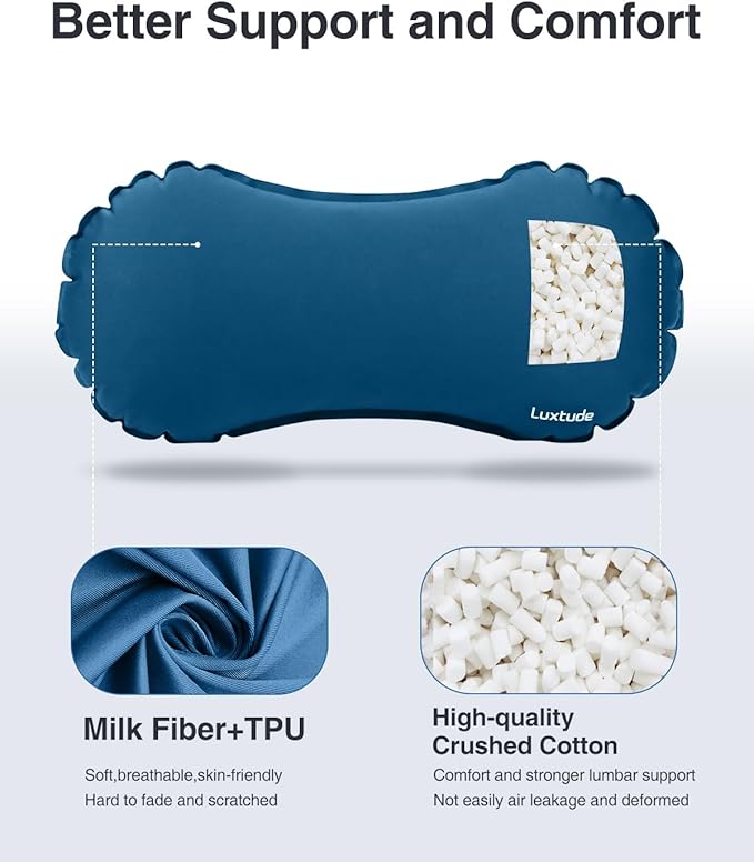 Luxtude Inflatable Lumbar Pillow for Airplane Travel, Lumbar Support Pillow for Office Chair/Car, Self-Inflating Travel Lumbar Pillow Back Support, Lower Back Pillow for Reducing Lumbar Pain