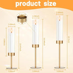 Gold Candle Holders Set of 6 for Glass Taper Candle Holders,Hurricane Candlestick Holder for Wedding, Dinning, Party Decorative, Home Decor, Anniversary，6 Brass