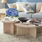 Hollyone Hydrangea Artificial Flowers with Glass Vase Blue-Green Silk Faux Flowers Arrangements in Vase with Faux Water Fake Floral Bulk Bouquet for Home Decor Table Centerpiece Decorations