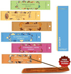 Folkulture Incense Sticks with Holder for Gift | Set of 6 (120) Non Toxic Fall Incense Sticks with 45 Mins Burn Time | Bakery Themed Organic Fall Scents- Vanilla Caramel, Strawberry, Cinnamon Insense