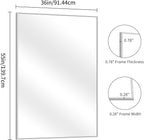 YIROMAN Bathroom Mirror 55"x36", Large Brushed Silver Bathroom Mirror for Over Sink with Aluminum Frame, Rectangular Vanity Mirror with Right Angle, Wall Mirror Hangs Horizontal or Vertical