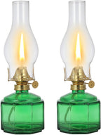 2 Pack Rustic Oil Lamp Large Vintage Glass Kerosene Lamp Chamber Oil Lamps for Indoor Use Home Decor Classic Old Hurricane Oil Lamp for Emergency Lighting 12.5''