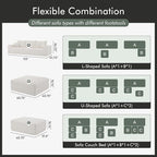 Boneless Sectional Cloud Couch Sofa Bed for Living Room, 112" Modular Modern Lounge 3 Seater Sleeper Beige Couches with Chaise, No Assemble, Cordury Compression Upholstered Sofas