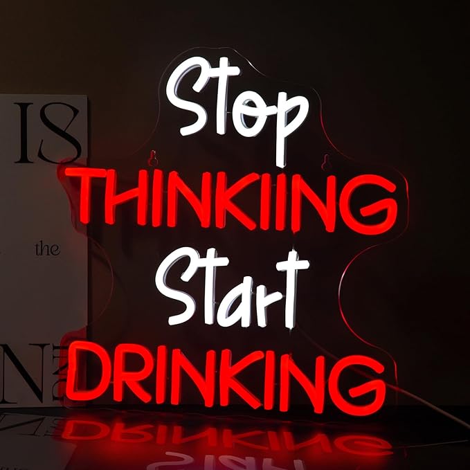 Stop Thinking Neon Sign Led Neon Lights Neon Signs for Wall Decor Light Up Sign for Birthday Party Club Gift