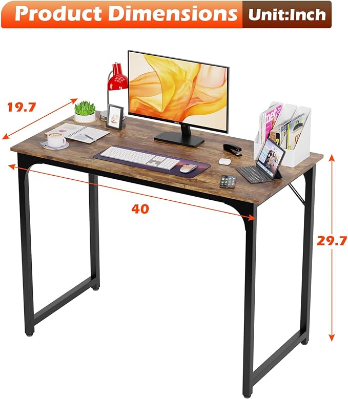 PayLessHere 32/39/47 inch Computer Desk Study Writing Table, Adjustable feet, Modern Furniture for Home Office (1, Vintage, 39 inch)
