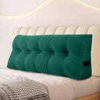 Large Triangular Headboard Pillows Long Backrest Positioning Support Bolster Cushion for Daybed Fluffy Quality Plush Body Wedge Pillow with Removable Cover(Dark green-Full-54x8x20in)