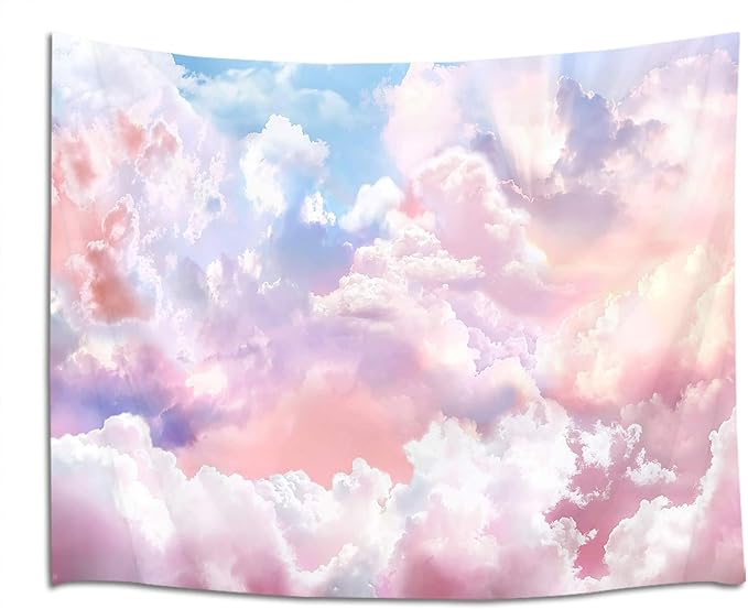 HVEST Pink Cloud Tapestry Colorful Abstract Clouds Natural Landscape Tapestries Wall Hanging for Bedroom Living Room Teen Dorm Indie Decor Poster Blanket,59x51 Inches