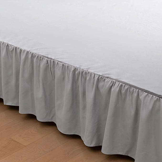 Bed Skirt Full Size Ruffled Bed Skirts with Split Corners, 12 Inch Drop Dust Ruffle Bed Skirt with Platform, Light Gray