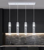 4-Lights Mini Crystal Pendant Light for Kitchen Island, Modern Led Crystal Chandelier for Dining Room Living Room 6000K