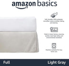 Amazon Basics Lightweight Pleated Bed Skirt, Full, Light Grey, Solid