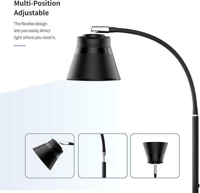 AXX Metal Desk Lamp, 24-Inch Table Light for Home Office/Bedroom/College Dorm Room, LED Bulb Included, 1000LM, 3 Color Modes, 10 Dimmable Levels, Black