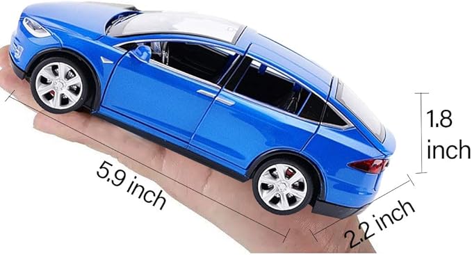 Toy Car Model x, Pull Back Car Toys Alloy Vehicles with Lights and Sound 1:32 Scale Model Car (Blue)