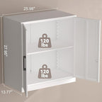 Wall Cabinet,Lockable Storage Cabinets with Adjustable Shelf,Locking Wall Storage Cabinet with Doors for Laundry Room,Home Office,White