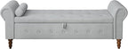 Storage Ottoman Bench for Bedroom, 63" End of Bed Bench with Rolled Arms Upholstered Ottoman Bench Fit for Bedroom, Living Room, Entryway, Velvet Light Gray