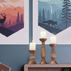 Rustic Wooden Pillar Candle Holders Set of 3, 12'' 9'' 6'' Farmhouse Wood Candle Stand for Table Centerpieces, Vintage Tall Candleholders Fireplace Mantel Decor for Living Room, Brown